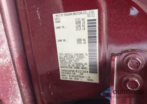 2011 Nissan Maxima 3.5 S from USA, damaged, VIN 1N4AA5AP1BC832304